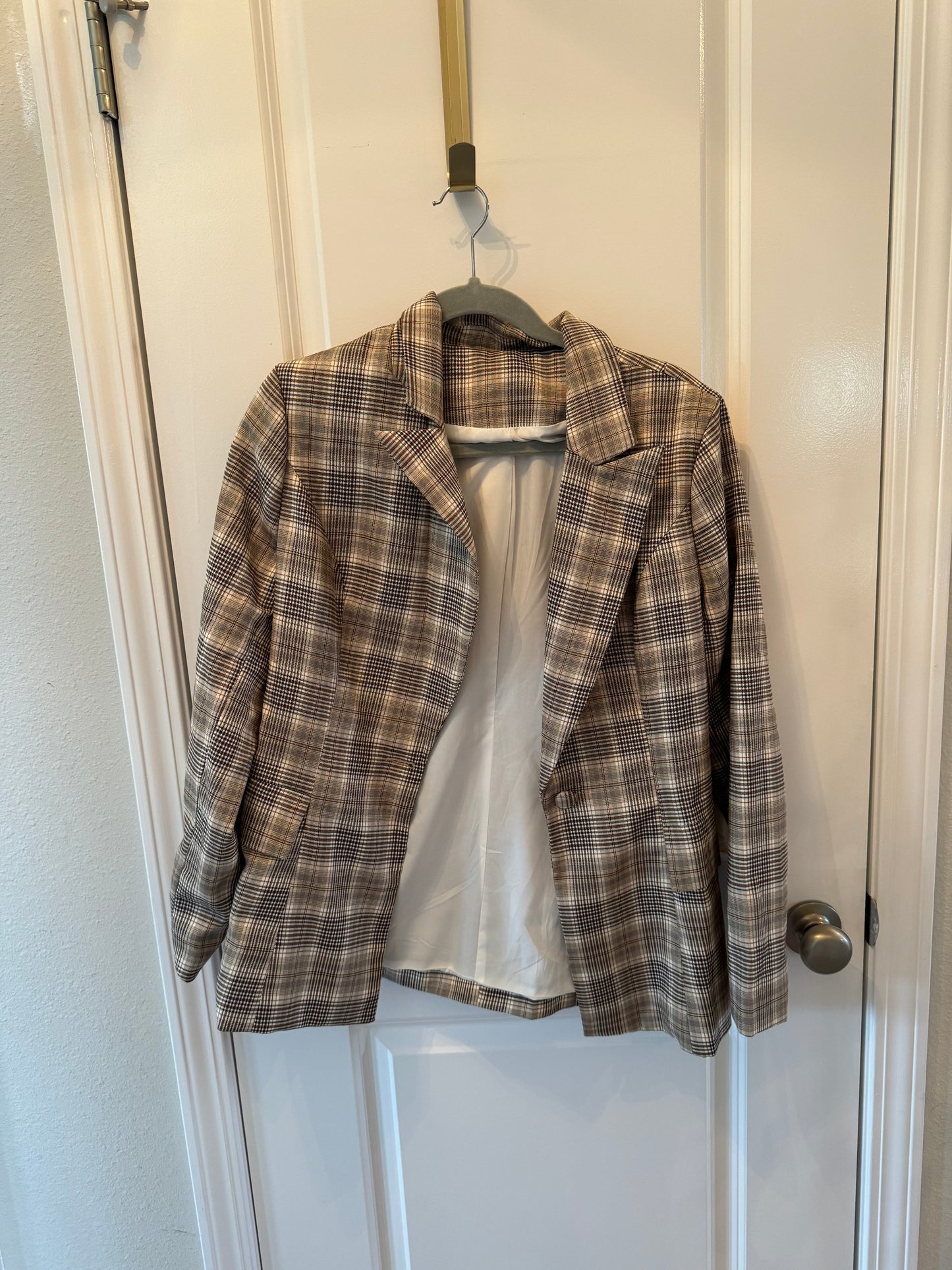 Plaid Blazer Women’s Size Small Light Brown