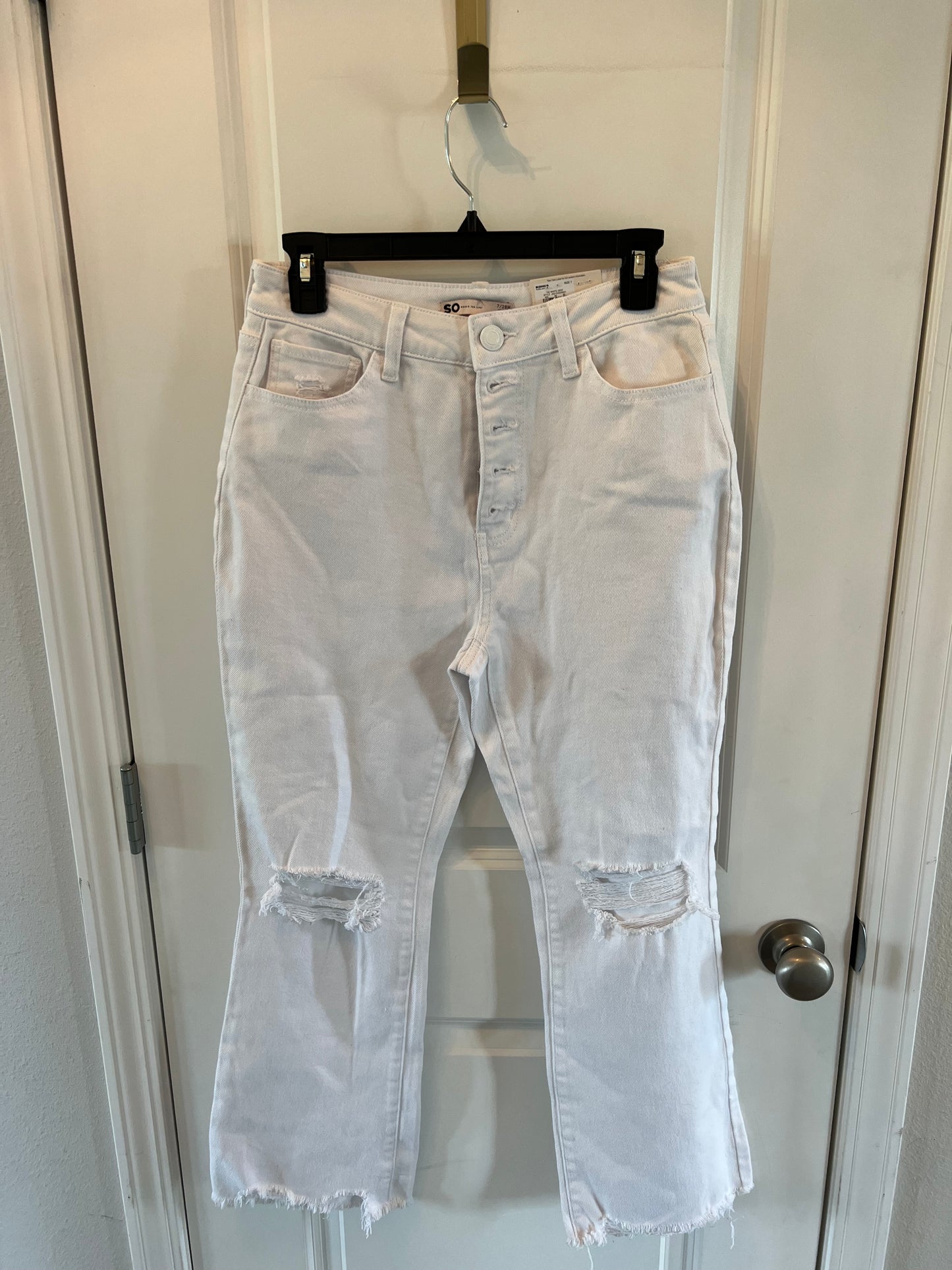 SO High Rise Kick Flare Distressed Jeans Jrs Size 7/28 White