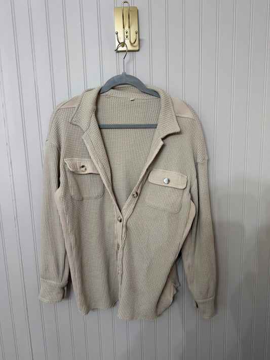 Waffle Knit Button Down Top Women’s Medium