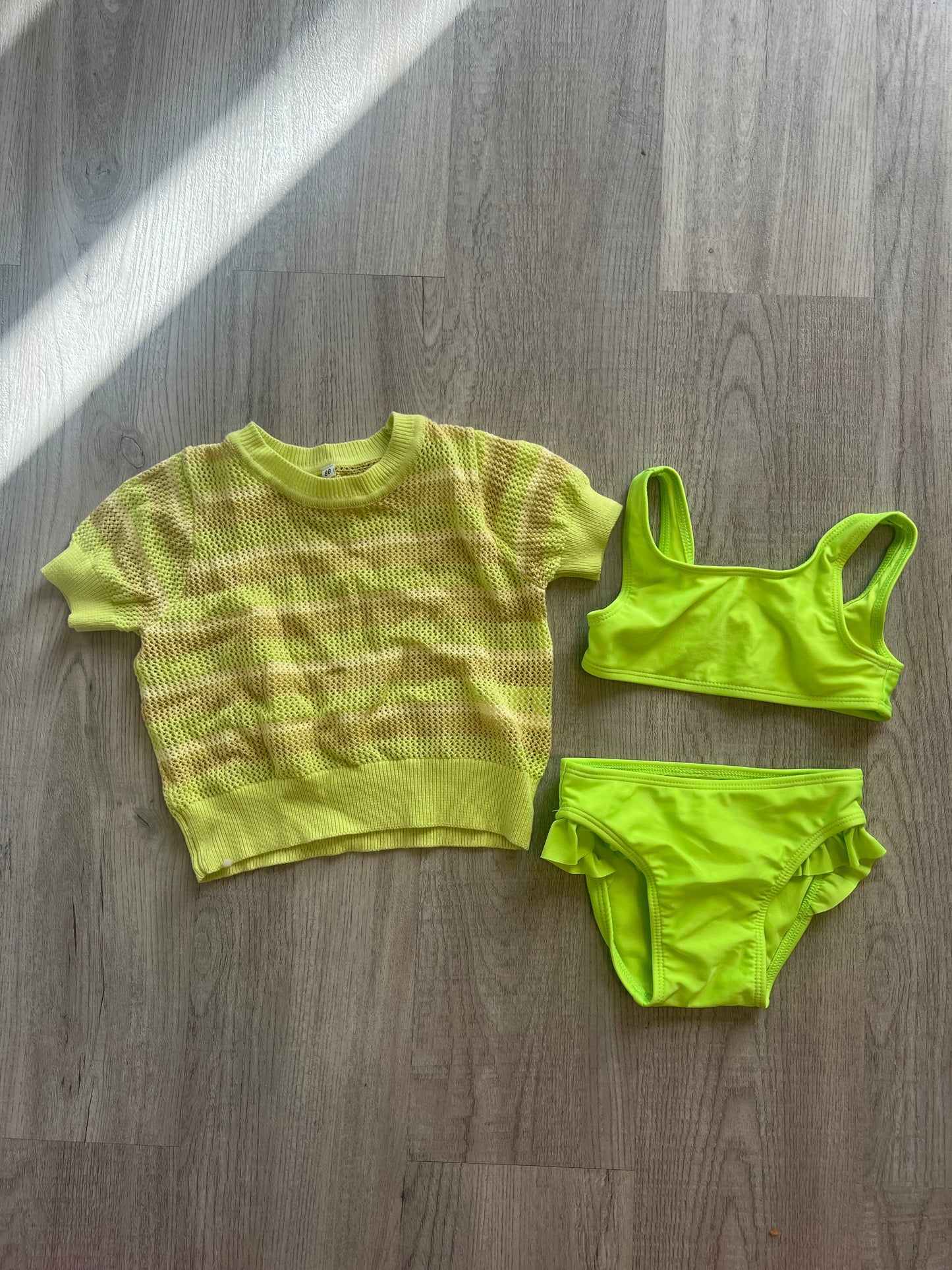 Bikini & Swim Cover-Up Swim Matching Set Baby Girl Size 18M Neon Lime