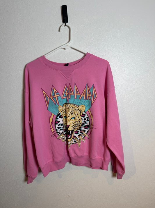 H&M Def Leppard Graphic Sweatshirt Women’s Medium Pink