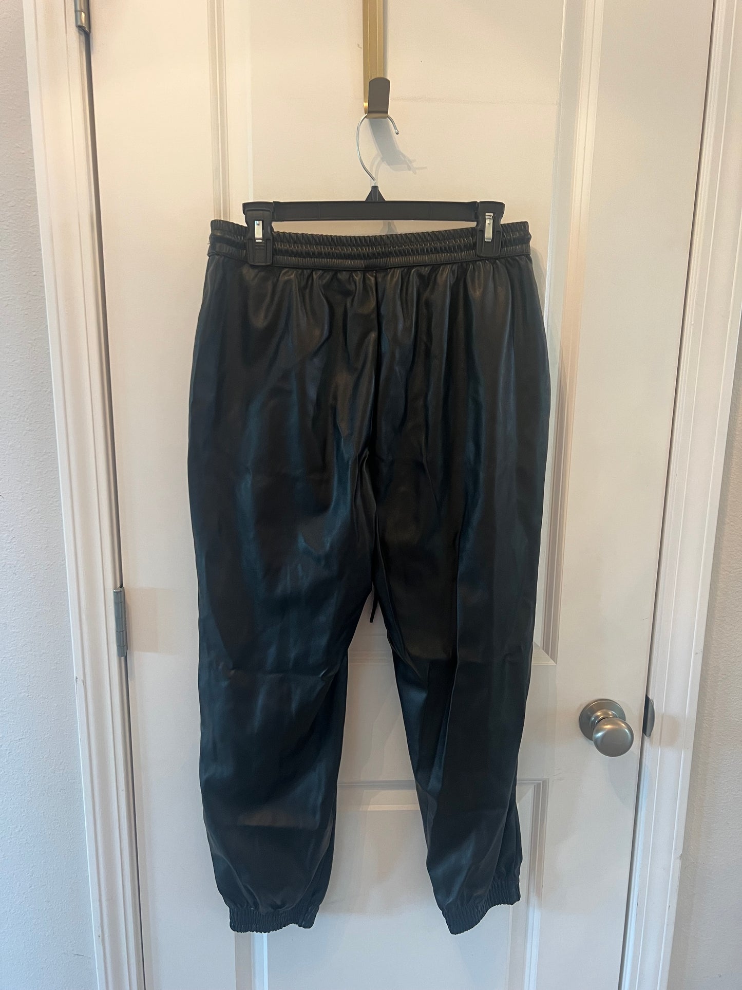 A New Day Faux Leather Drawstring Joggers Women’s Size Medium Black