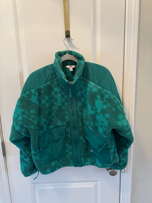 JoyLab Printed High Pile Jacket Women's Size Medium Pine Geo