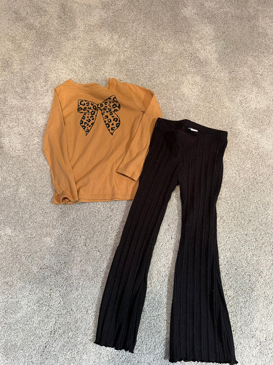Toddler girl cheetah bow outfit size 5