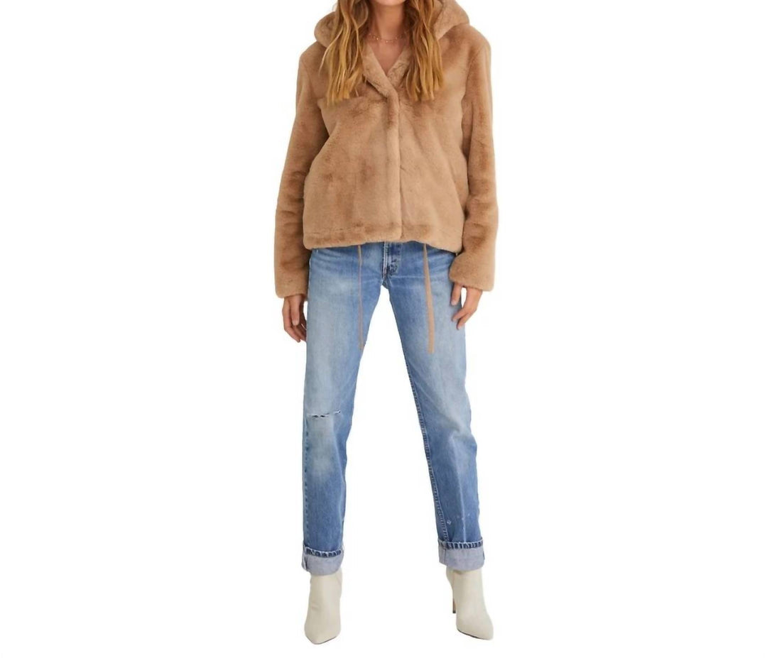 Bella Dahl Faux Fur Hooded Jacket Women’s Small Honey