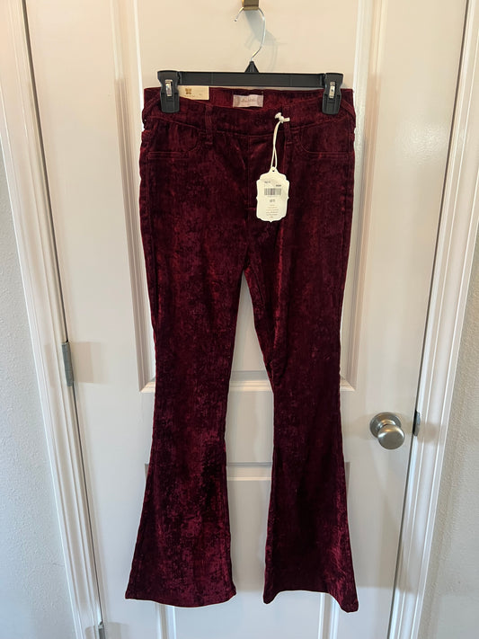 Altar’d State Velvet Flare Pants Women’s Size Small Burgundy