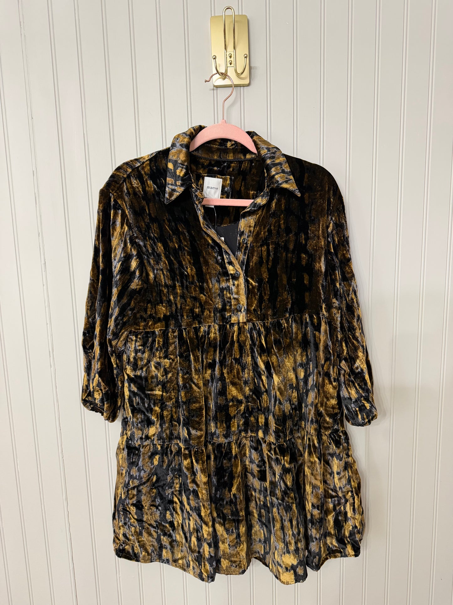 Anthropologie Maeve Velvet Baby Doll Dress Women’s XXS Black NWT