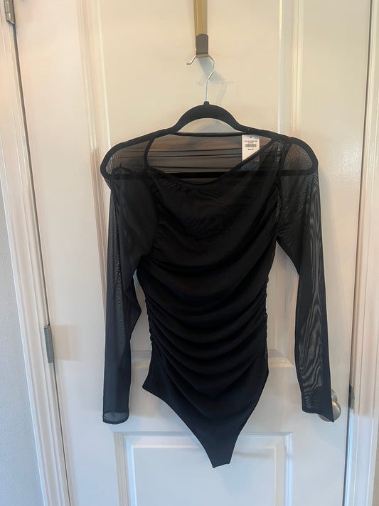 Abercrombie & Fitch Sheer Long Sleeve Bodysuit Women’s Size Medium 8-10 Black