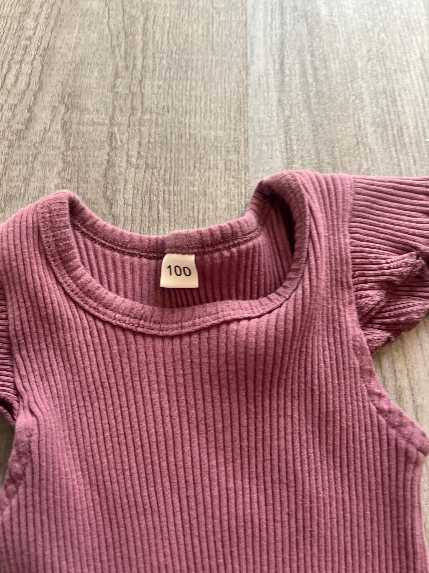 Ribbed Matching Set w Ruffles Toddler Girl Size 2 Years Mauve