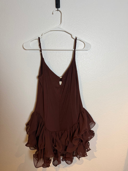 Ruffle Dress Women’s Large Brown