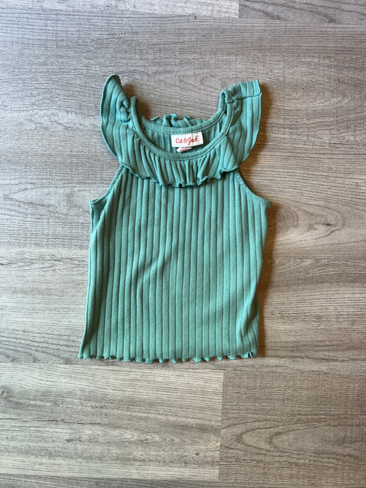 Cat & Jack Ribbed Ruffle Tank Toddler Girl Size 3T Mint