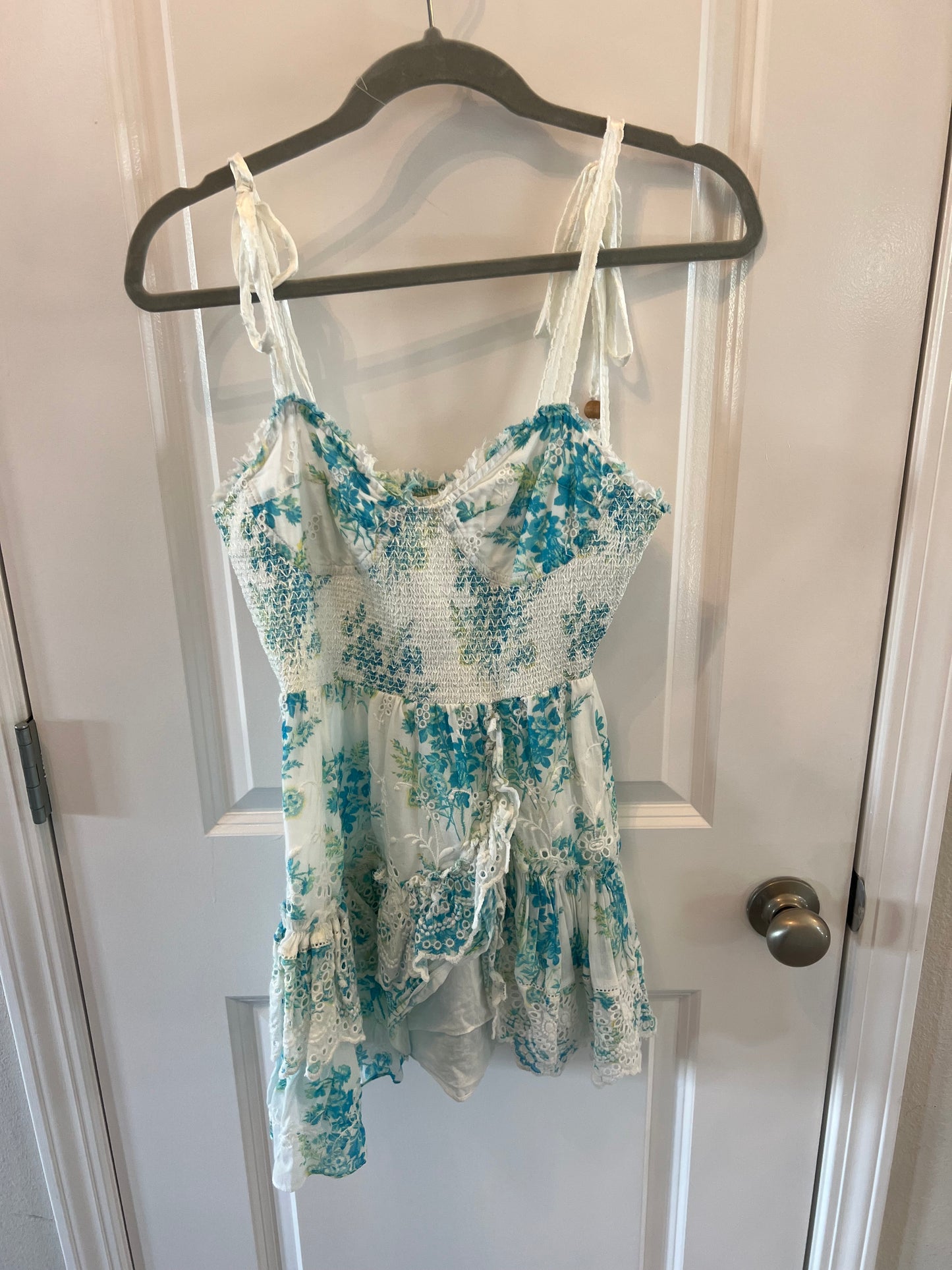LOVESHACKFANCY Olani Eyelet Cotton Mini Dress Size XS