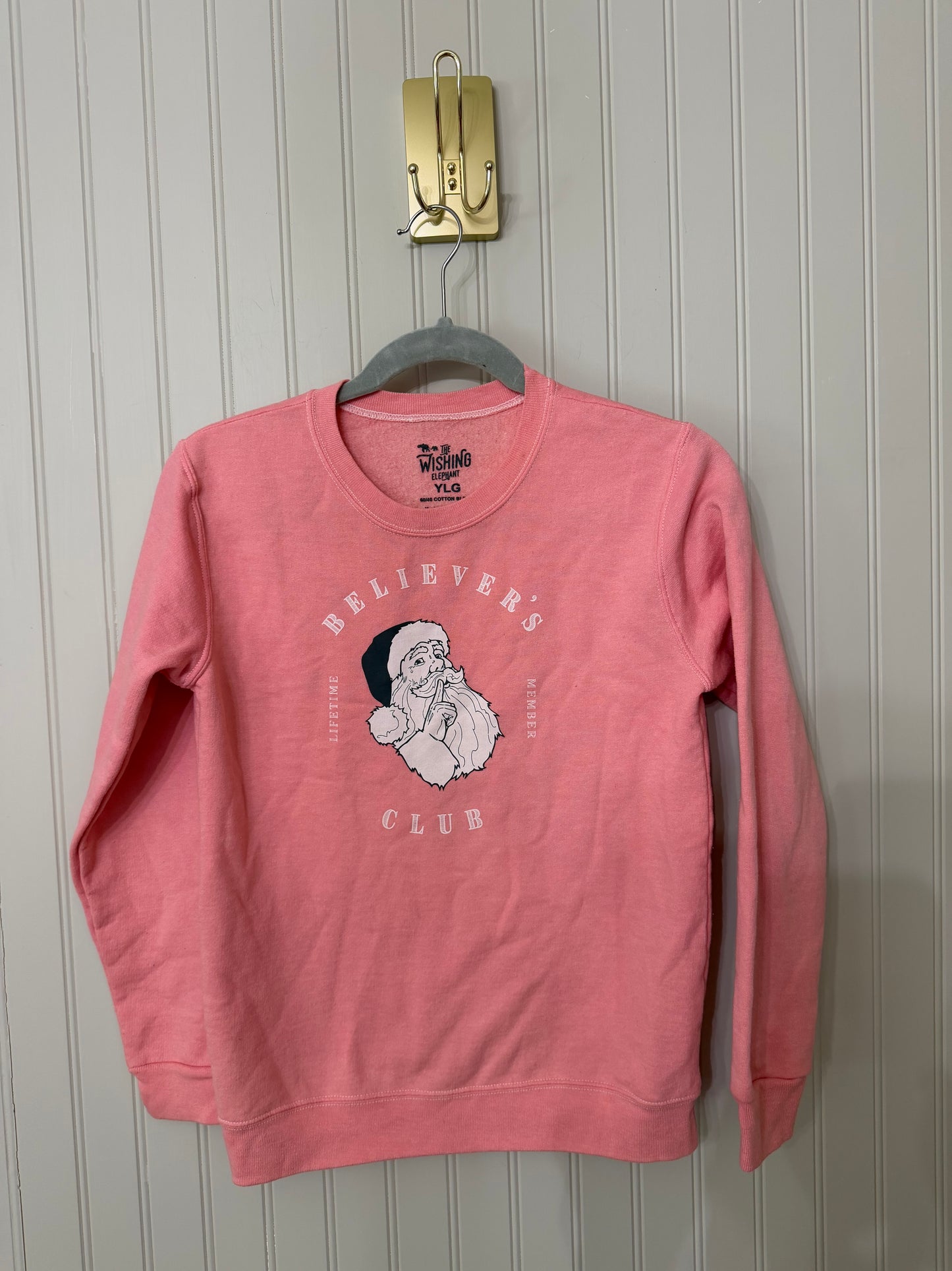 Santa Believer’s Club Sweatshirt Girl’s Large Pink