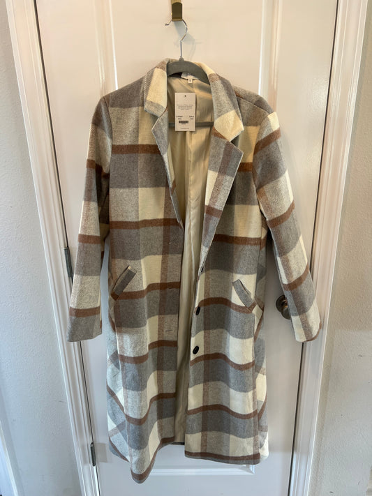 Bohme Plaid Car Coat Women’s Size Small Gray