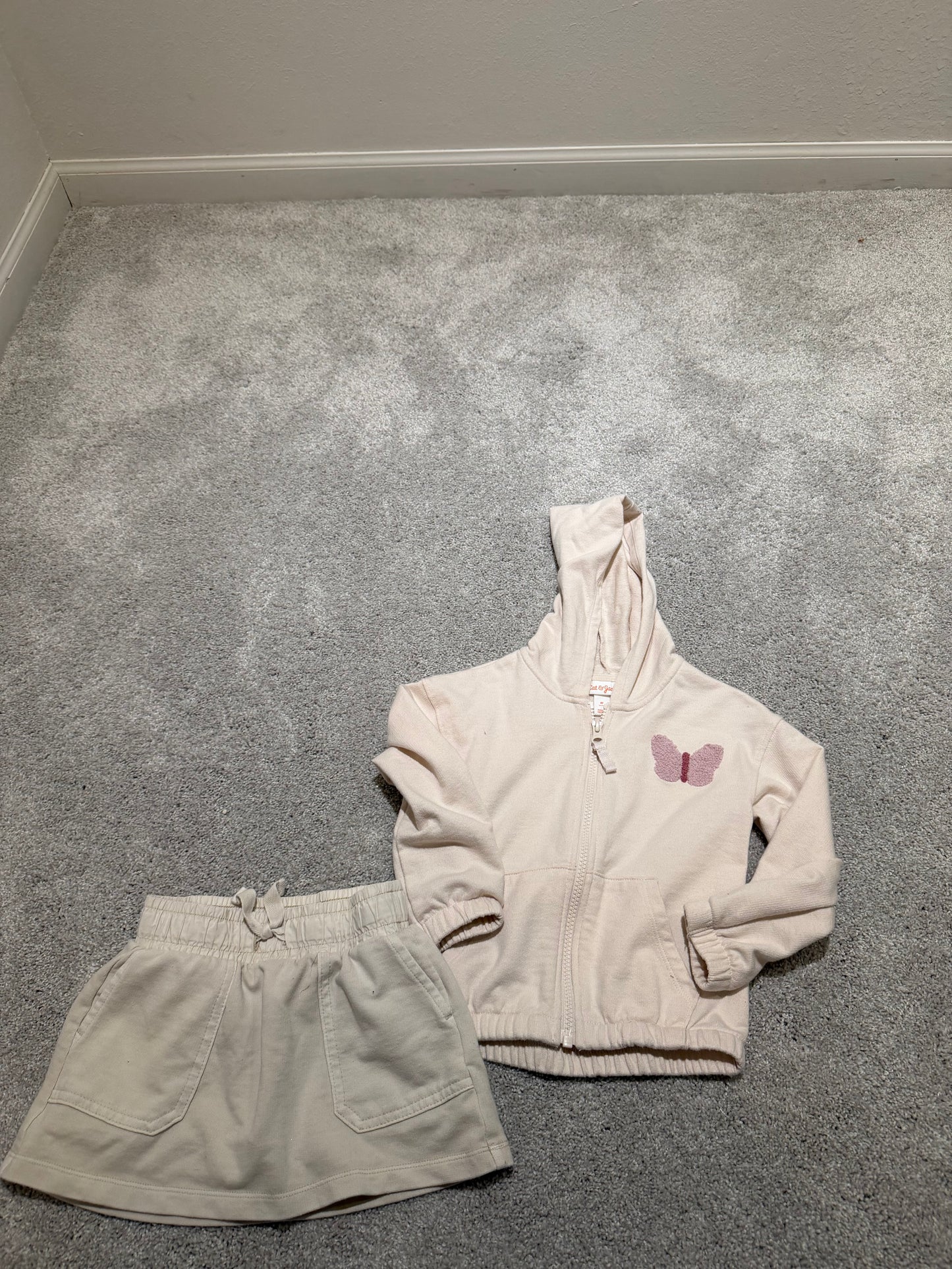 Butterfly Hooded Jacket & Shorts Outfit Toddler Size 4T