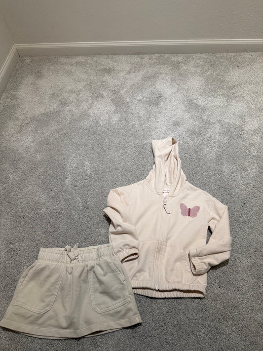 Butterfly Hooded Jacket & Shorts Outfit Toddler Size 4T