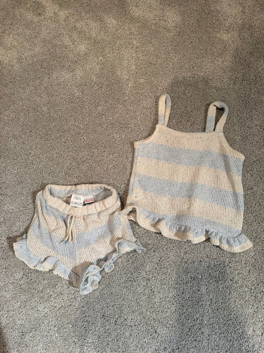 Zara Stripe Knit Matching Set Toddler Size 2-3 Years