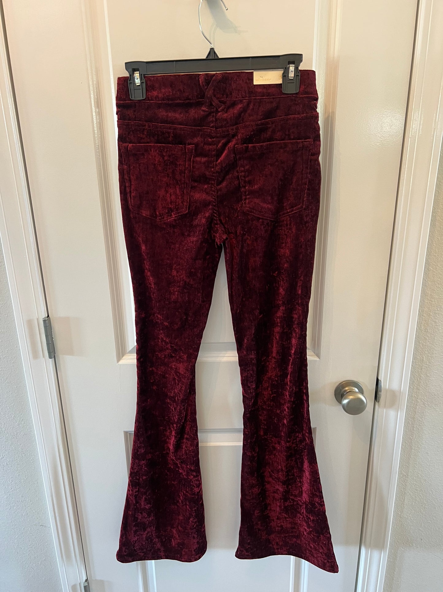 Altar’d State Velvet Flare Pants Women’s Size Small Burgundy