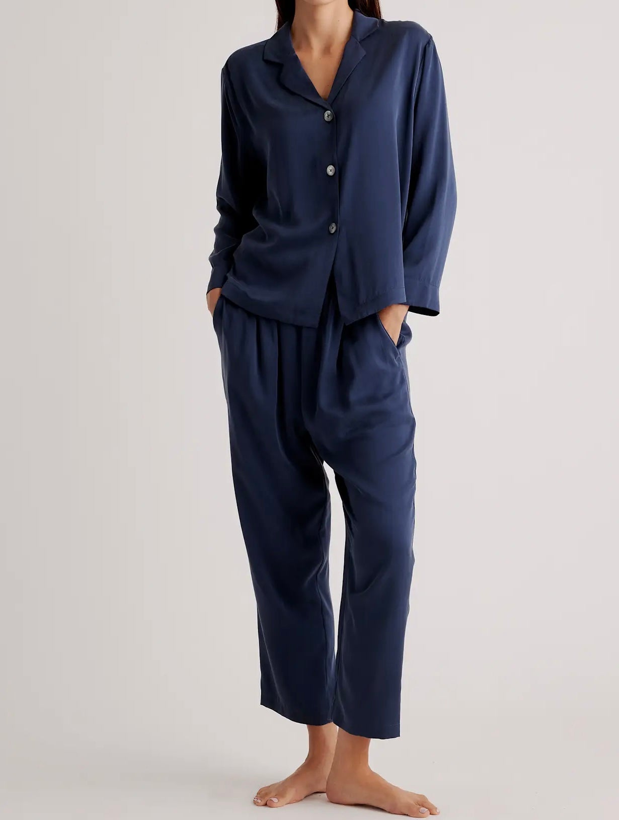 Quince Silk Pajamas Matching Set Women’s Small Indigo NWT