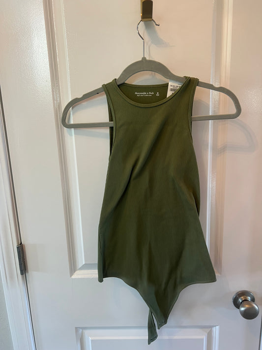 Abercrombie & Fitch High Neck Sleeveless Ribbed Bodysuit Women’s Size Medium 8-10 Olive Green