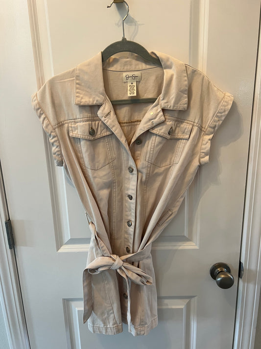 Jessica Simpson Button Front Mini Dress Women’s Size Medium Cream