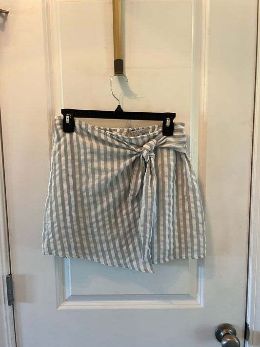 Knot Front Stripe Skirt Women’s Size Medium Gray