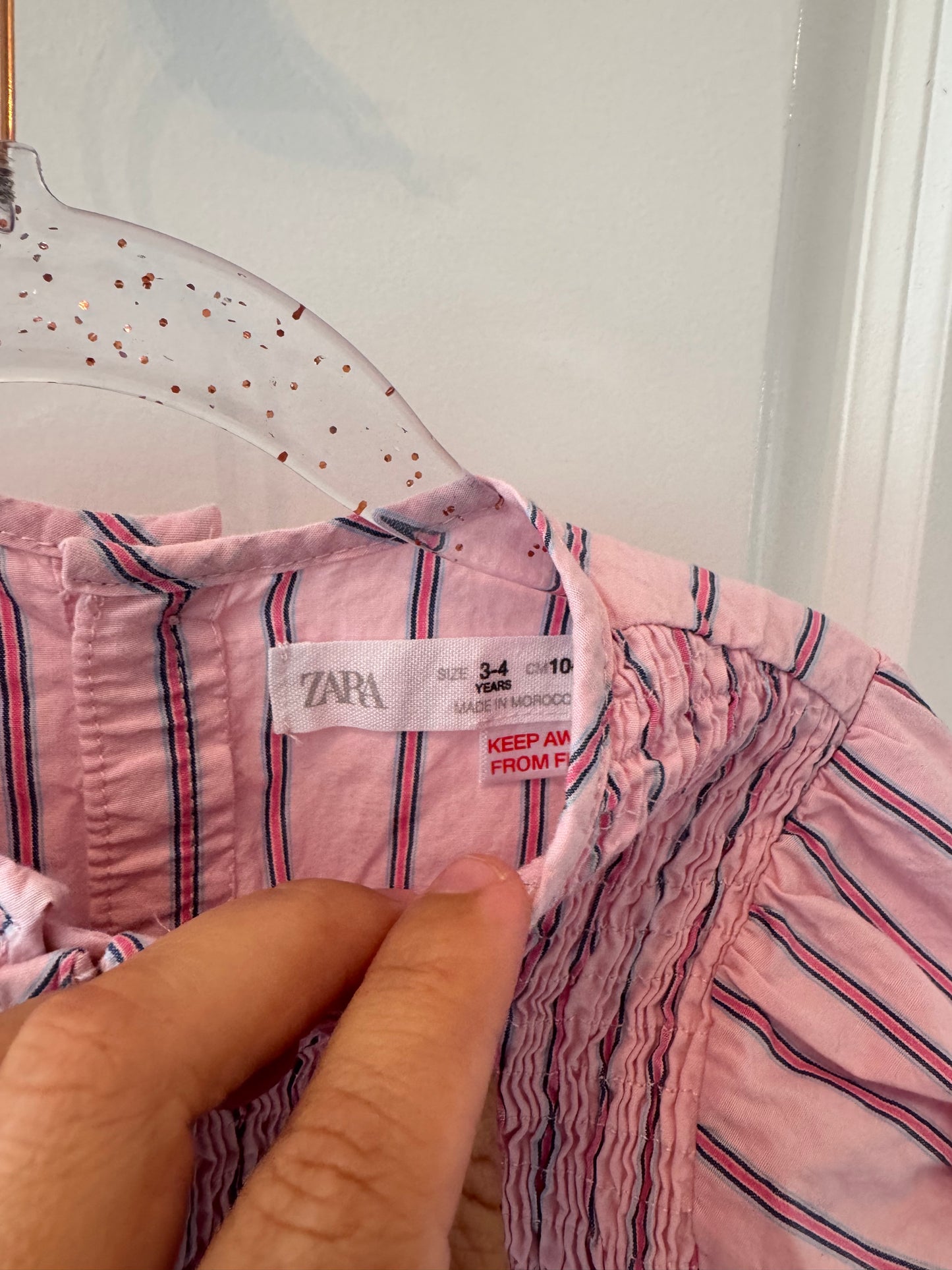 Zara Pink Stripe Dress Size 3/4 Years