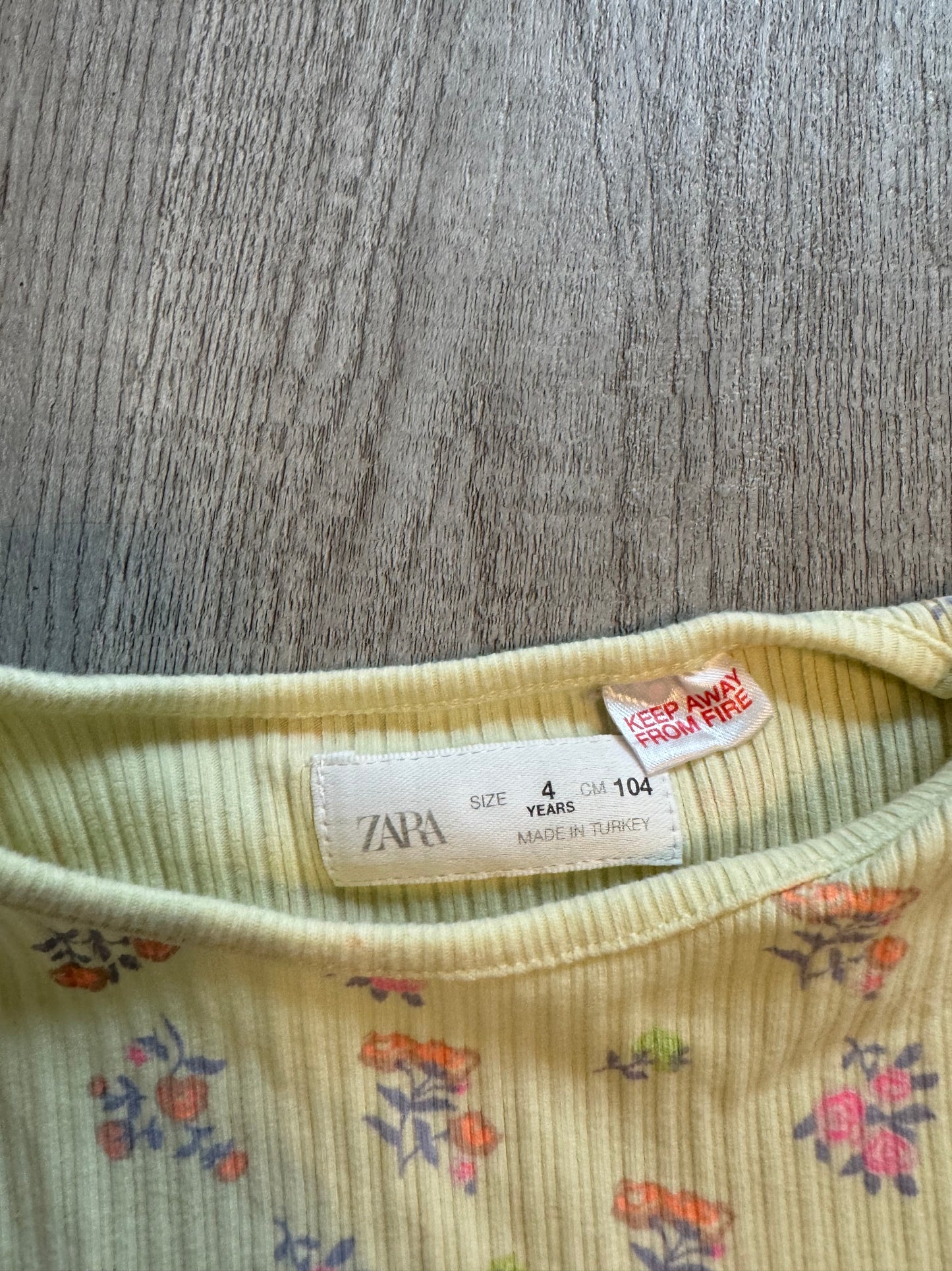 Zara Ribbed Floral Matching Set Youth Girl Size 4 Years Pastel Yellow