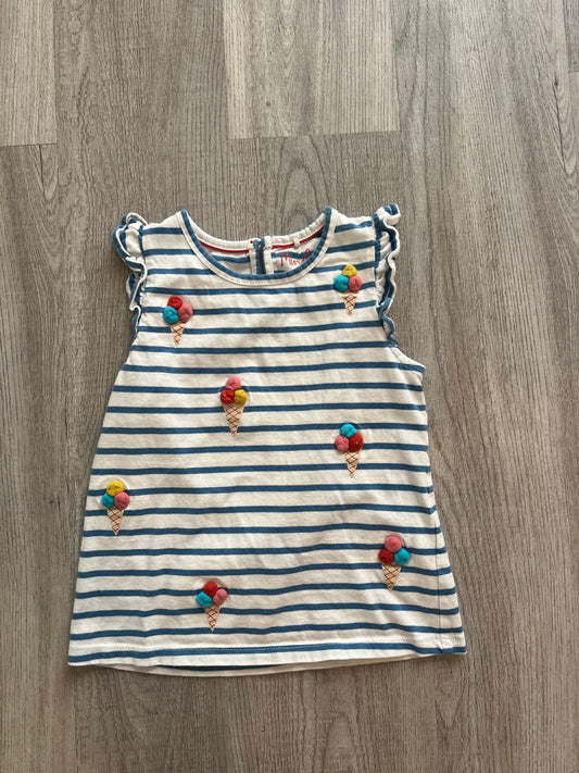 Mini Boden Stripe Ice Cream Tee Toddler Girl Size 4-5 Years White