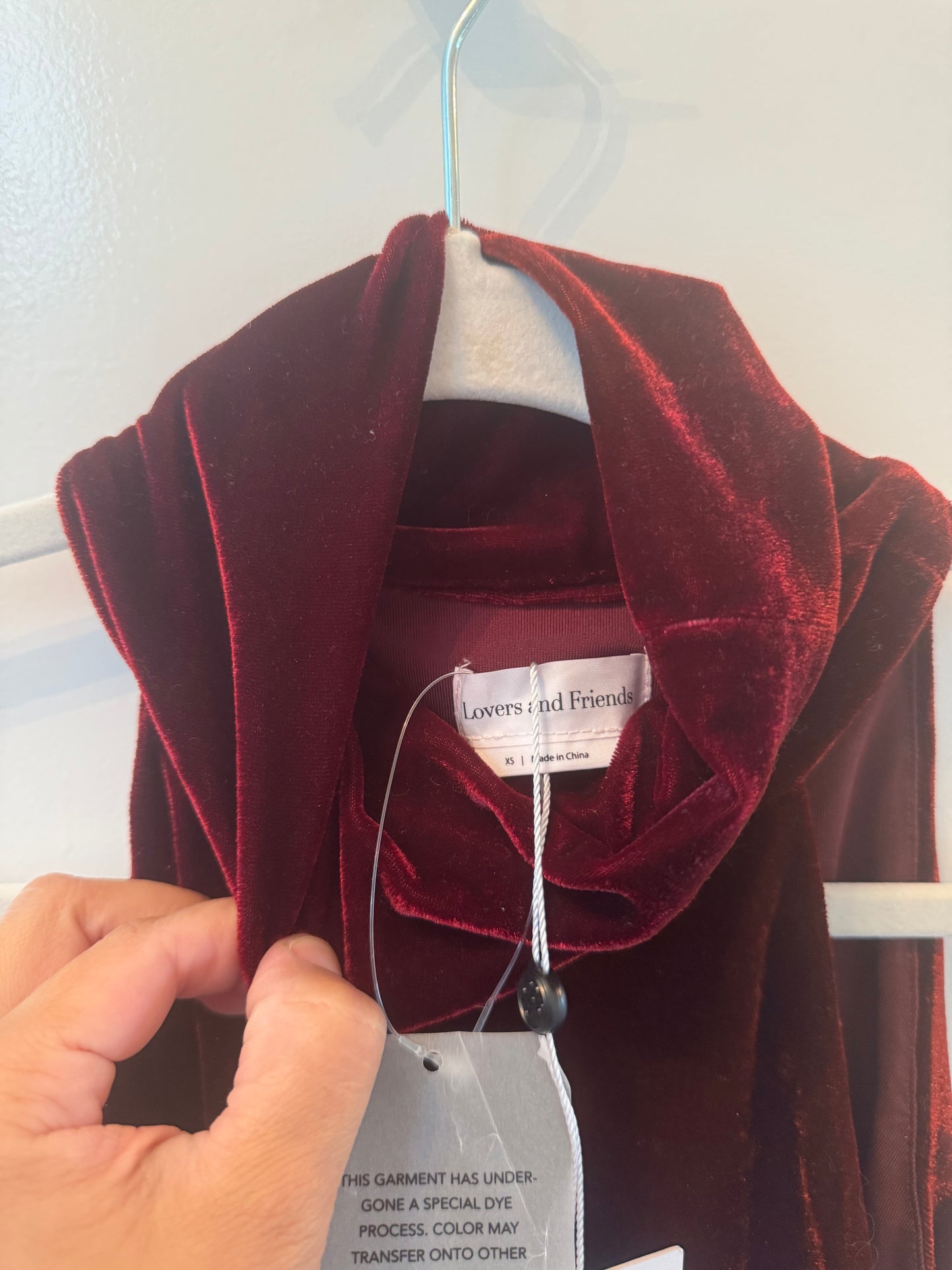 Lovers and Friends Velvet Ellen Bodysuit Women’s XS NWT Wine Red