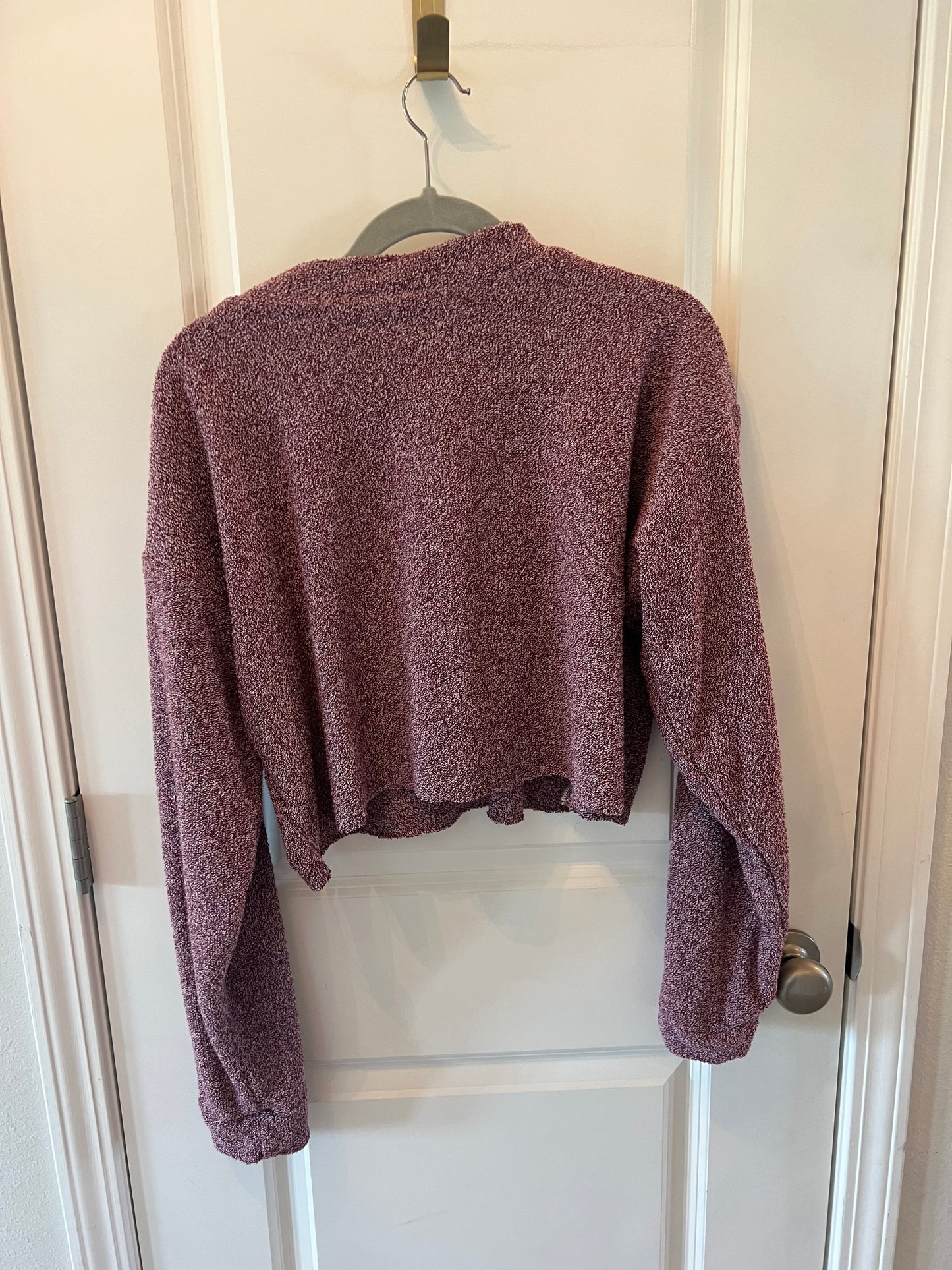 Woolly Threads Nubby Cropped Kansas City Hooded Sweatshirt Women’s Size XL Plum