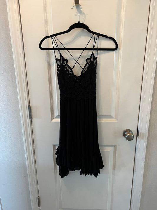 Free People Adella Lace Slip Dress Women's Size XS Black