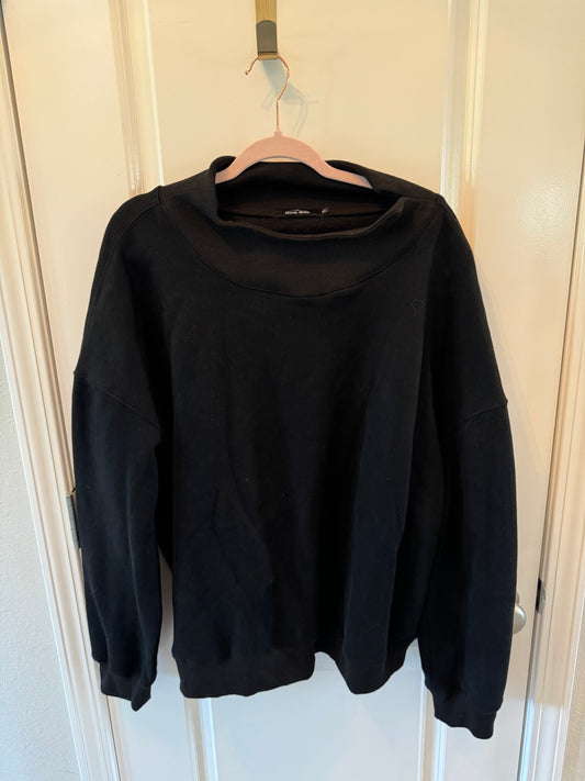 Ribbed Mock Neck Sweatshirt Women’s Size XL Black