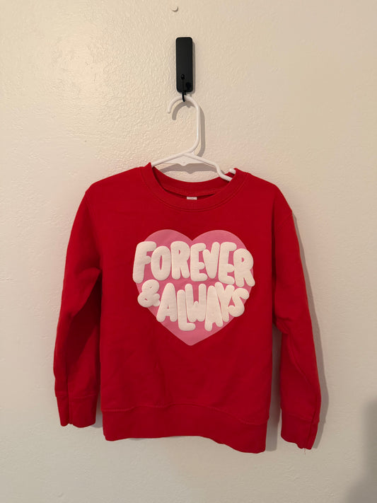 Forever & Always Sweatshirt Girl’s Size 5/6 Red