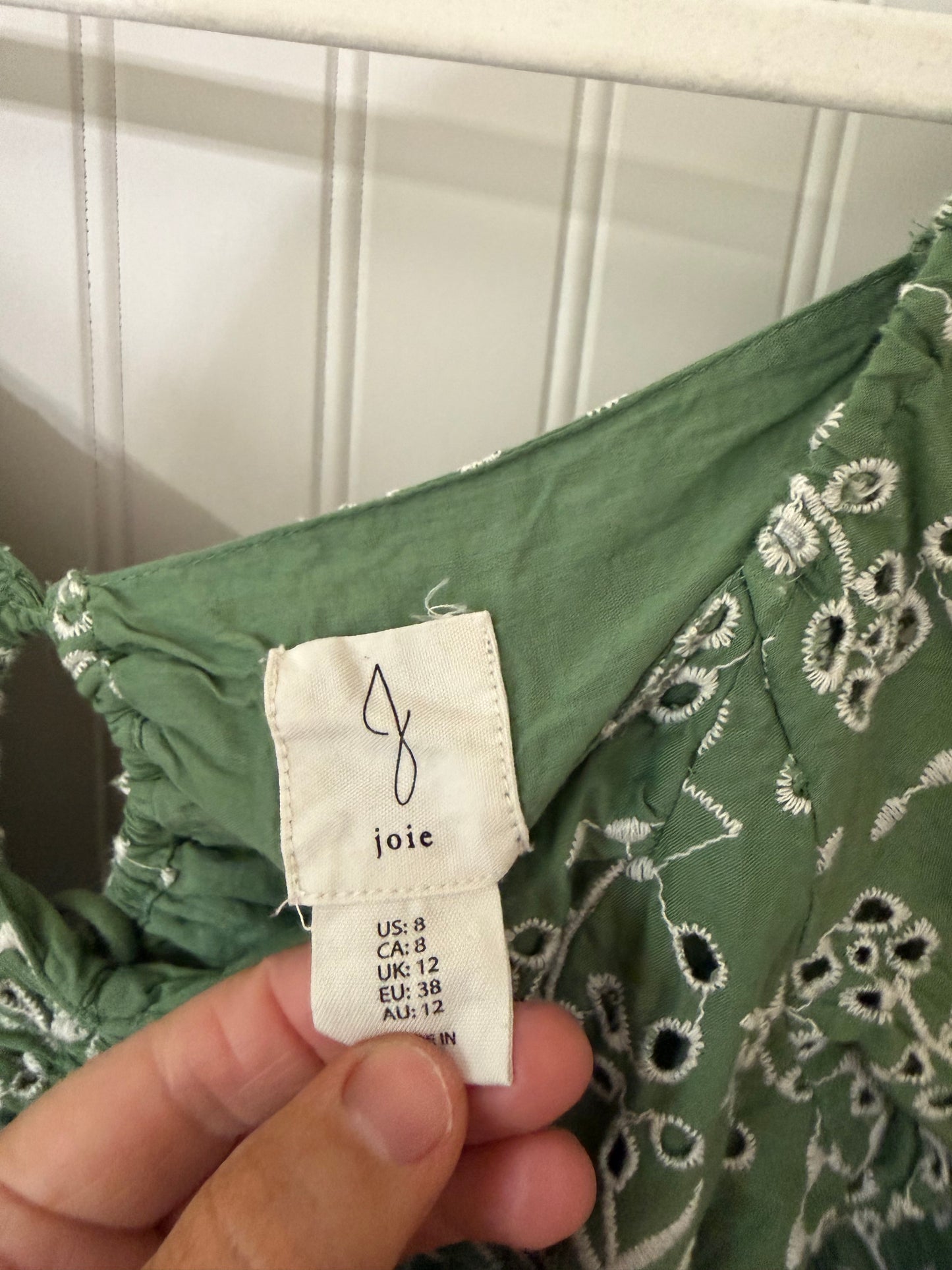 Joie Eyelet Cotton Midi Dress Women’s Size 8 Green