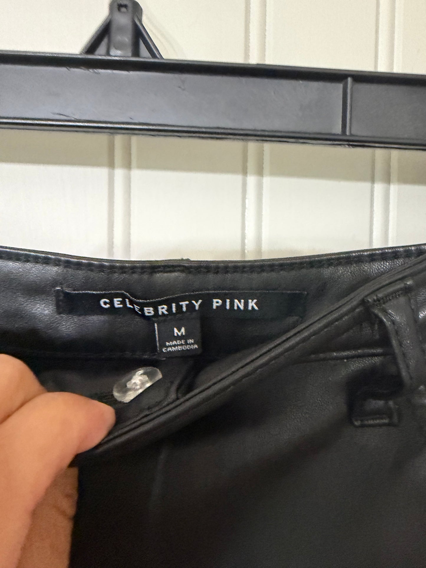 Celebrity Pink Faux Leather Skort Jr Size Medium Black