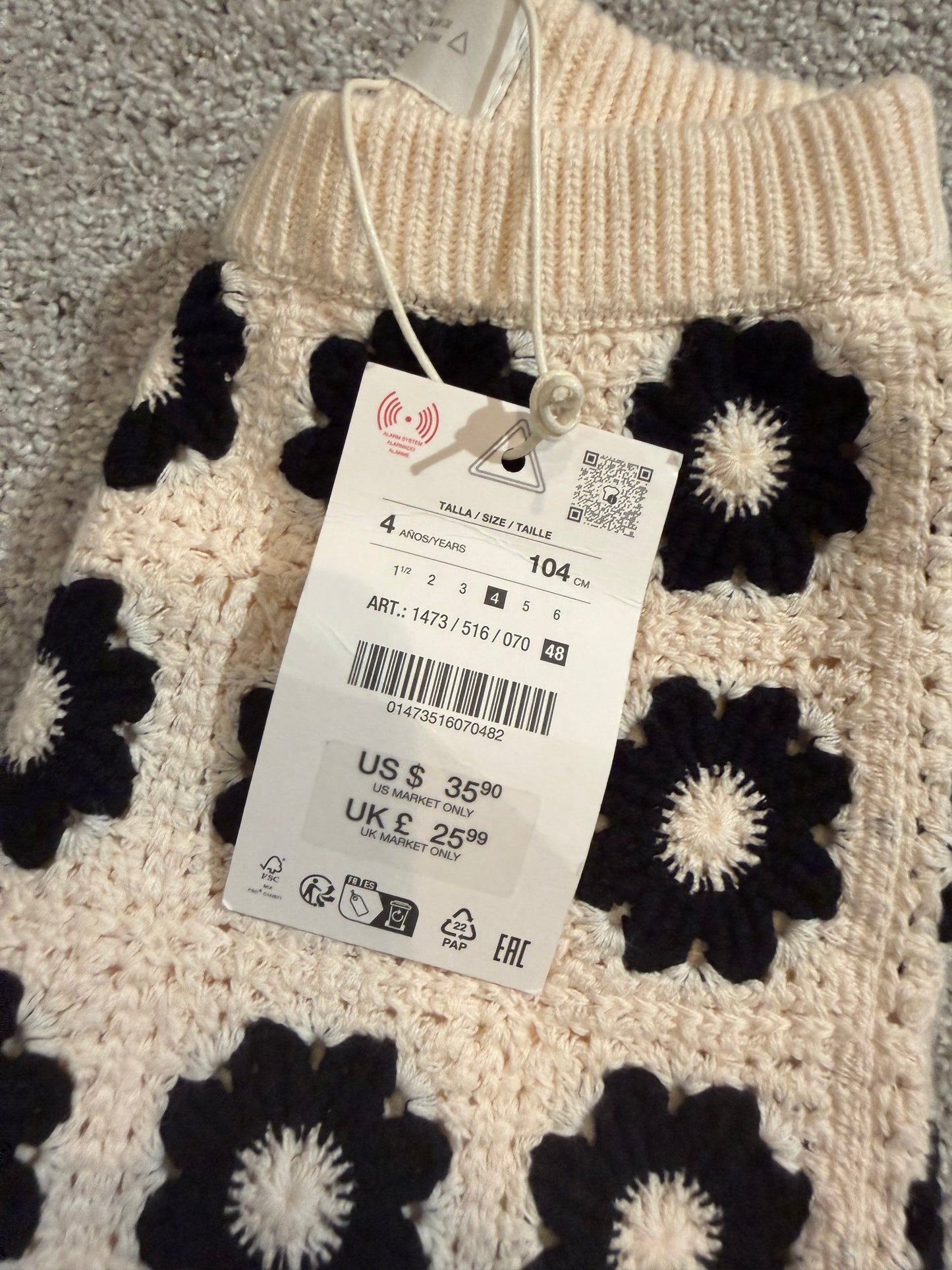 Zara Crochet Outfit Size 4/5