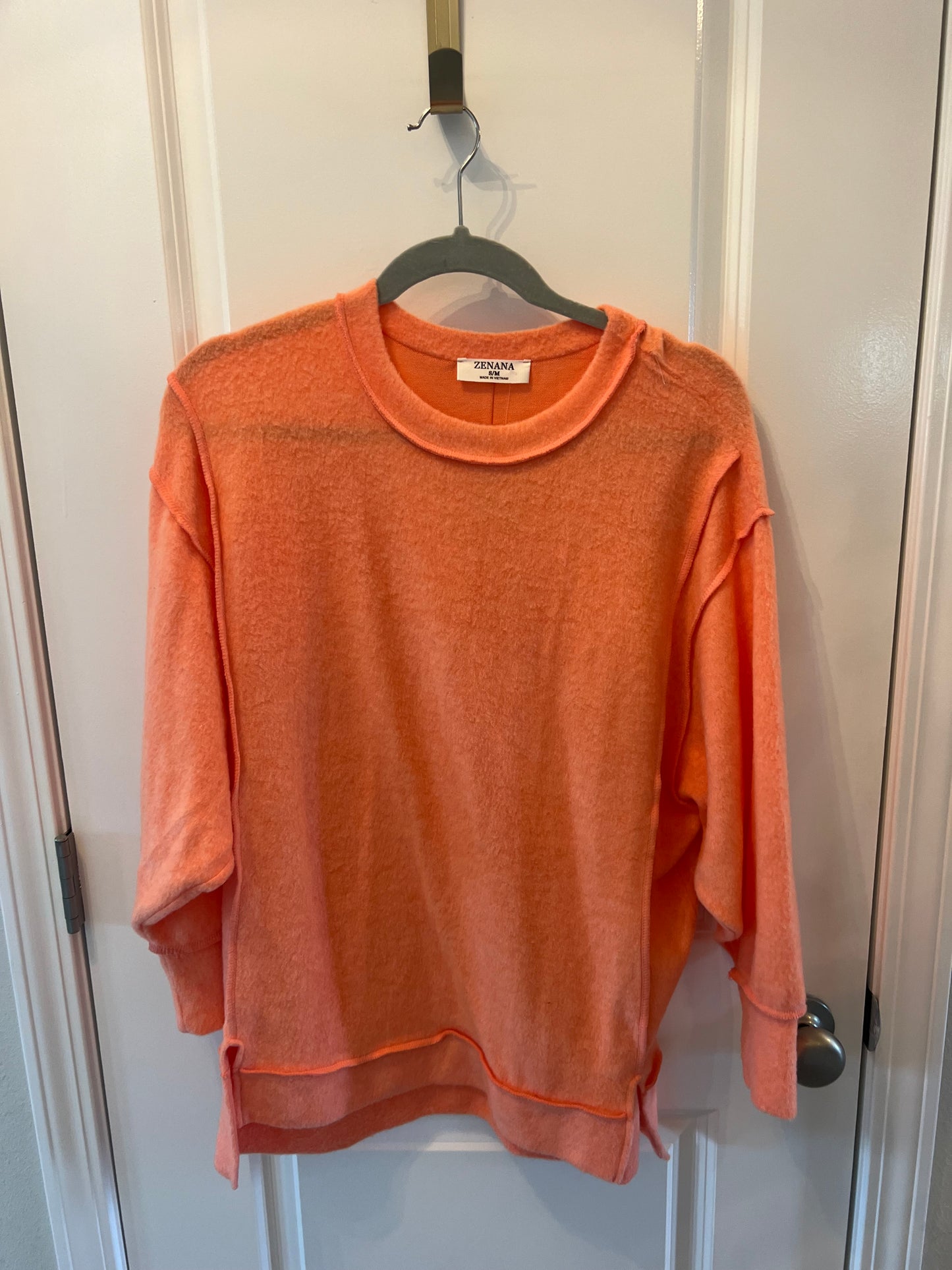 Zenana Melange Seam Oversize Sweater Oversized Women’s Size Small/Medium Orange NWT