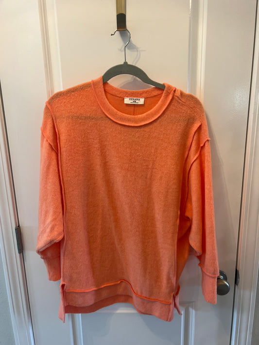 Zenana Melange Seam Oversize Sweater Oversized Women’s Size Small/Medium Orange NWT