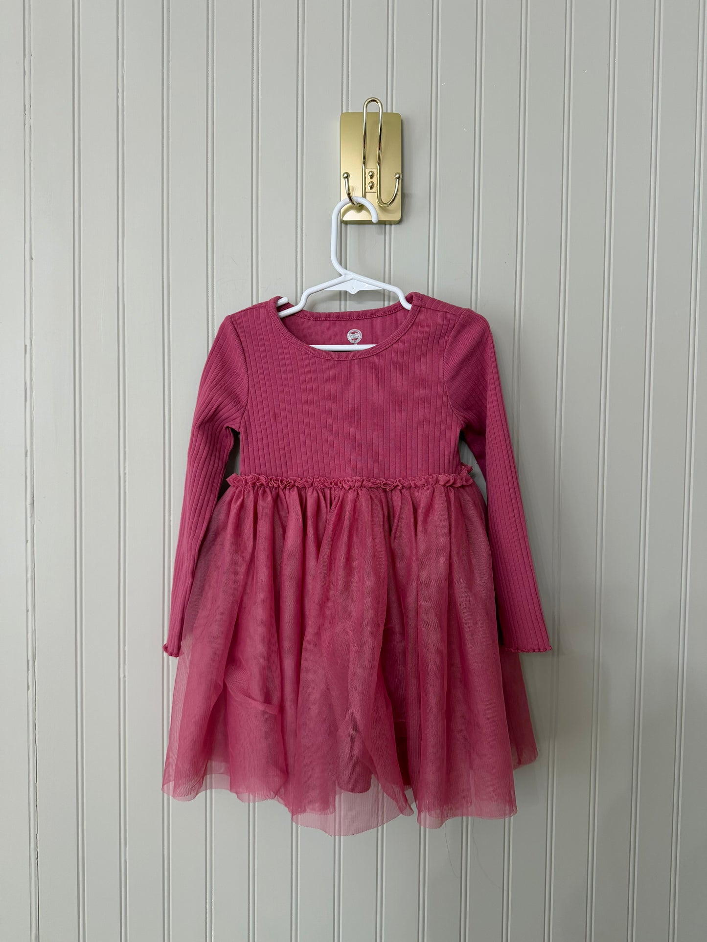 Long Sleeve Knit Dress w Tutu Toddler Size 4T