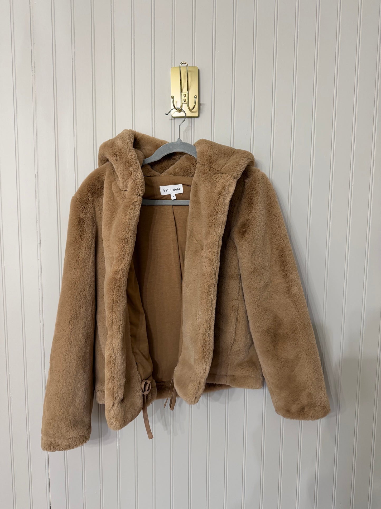 Bella Dahl Faux Fur Hooded Jacket Women’s Small Honey