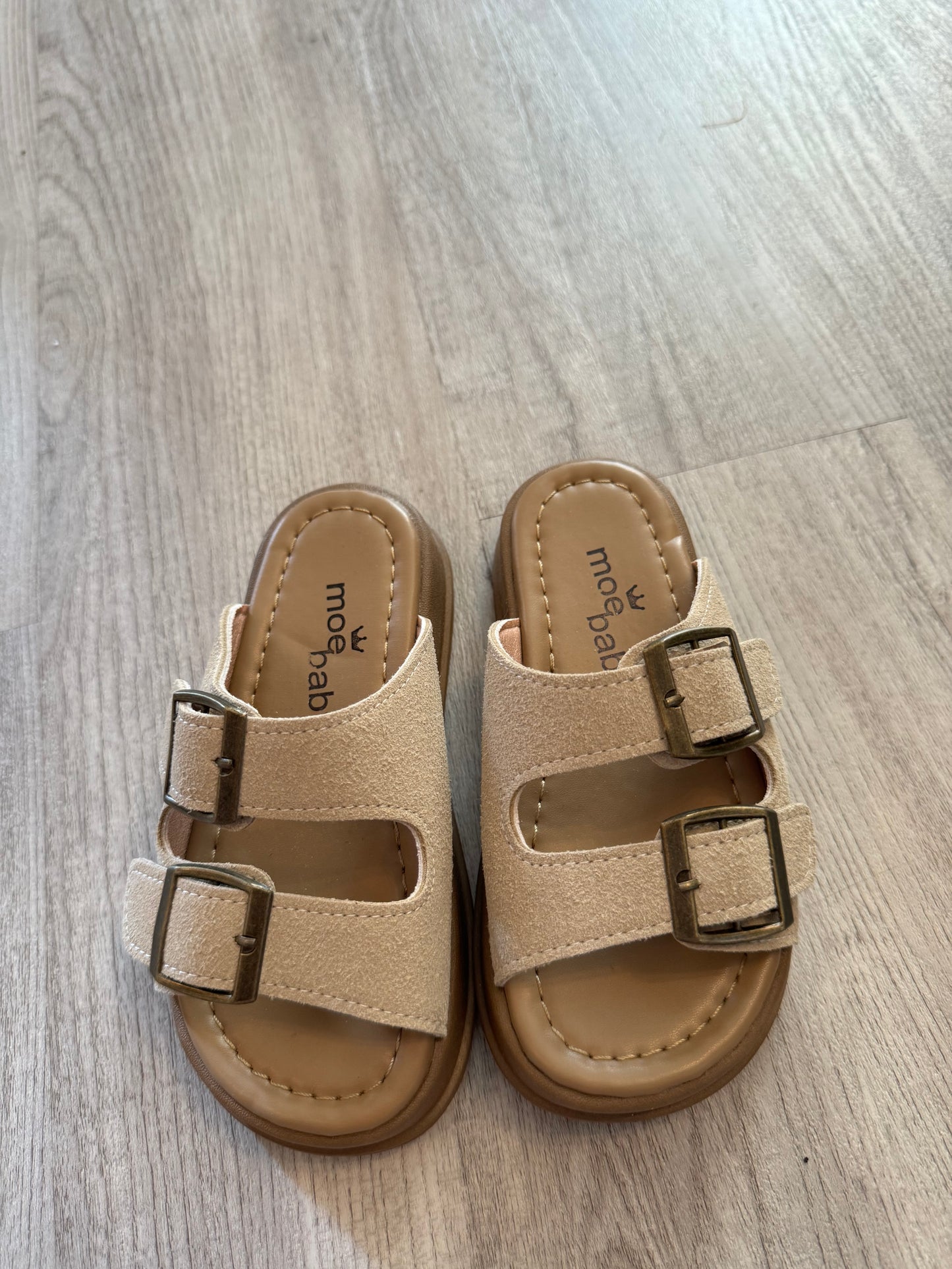 Double Buckle Slide Sandals Toddler Size 28 (US Size 10.5) Light Tan