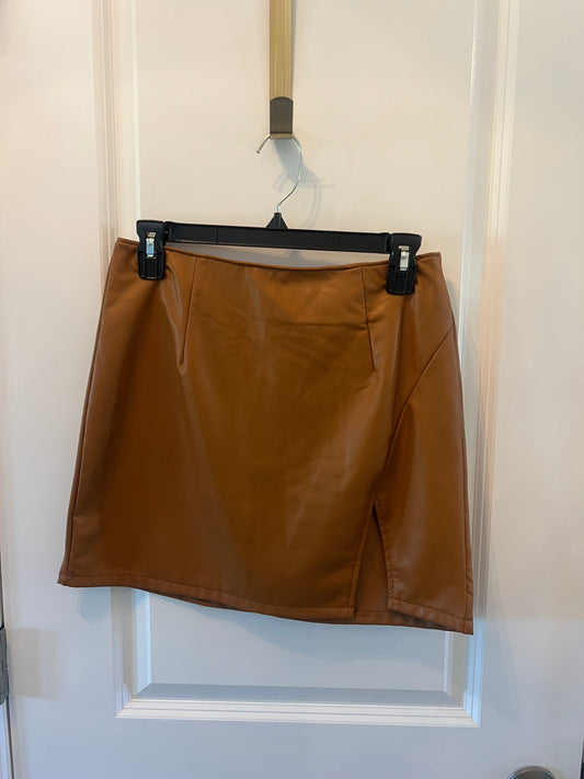 Rewash Brand Faux Leather Mini Skirt w Slit Women’s Size Small Tan