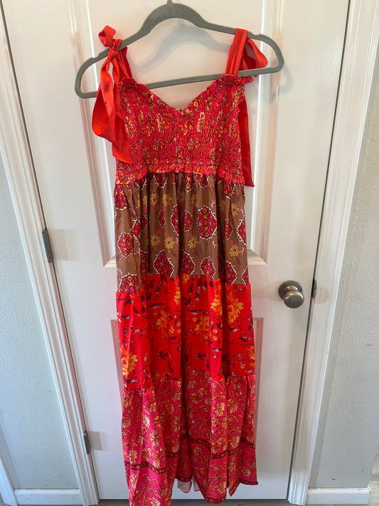 Red Paisley Floral Dress Size Small
