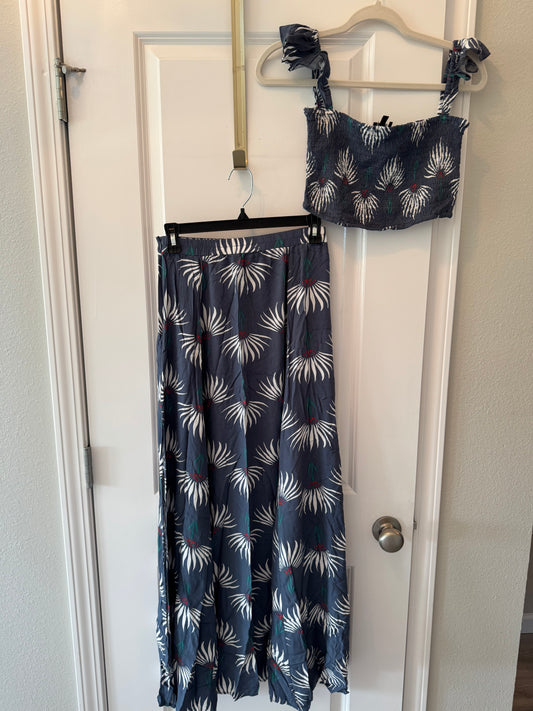Lulu’s Trancoso Floral Print Matching Set Women’s Small Dusty Blue
