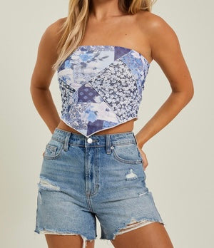 Altar’d State Patchwork Tube Top Women’s XS NWT