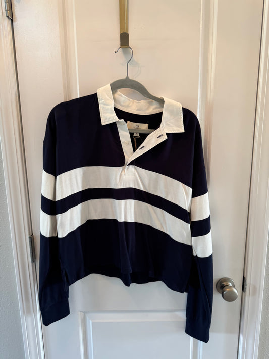 Thread & Supply Stripe Rugby Knit Top Women’s Large Navy