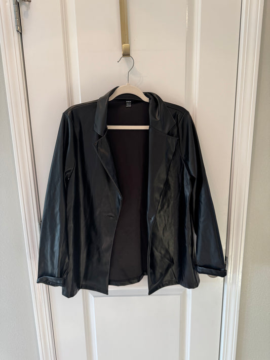 Faux Leather Blazer Women’s Medium Black