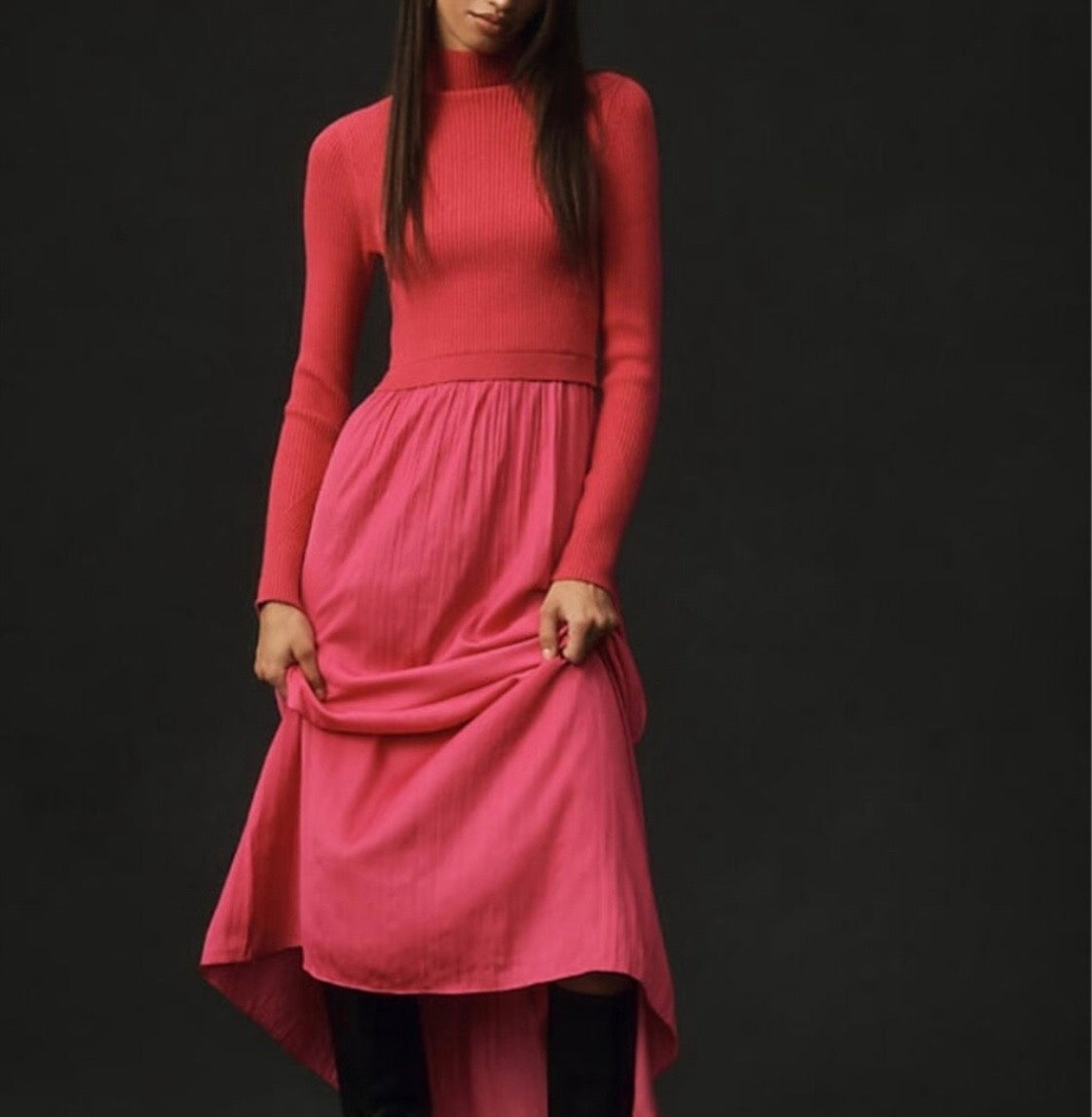 Anthropologie Thea Twofer Sweater Dress Women’s XXS Pink