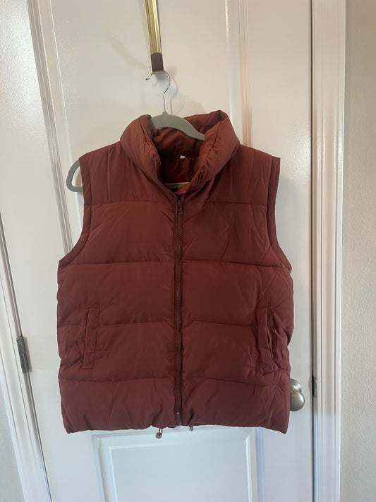 Oversized Quilted Puffer Vest Women’s Size Small Burgundy
